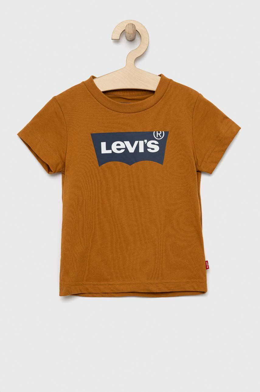 Levi's Otroška bombažna kratka majica rjava barva - Pepit.si