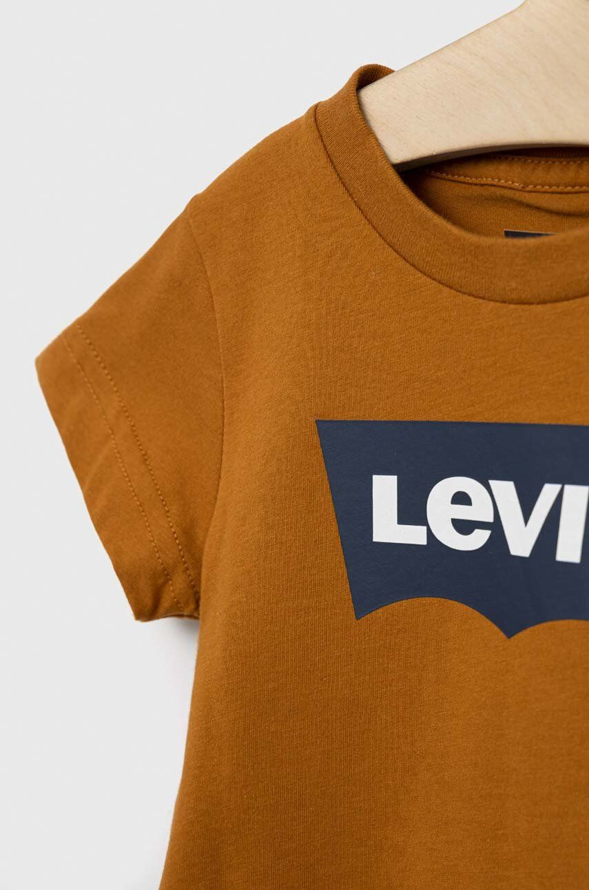 Levi's Otroška bombažna kratka majica rjava barva - Pepit.si