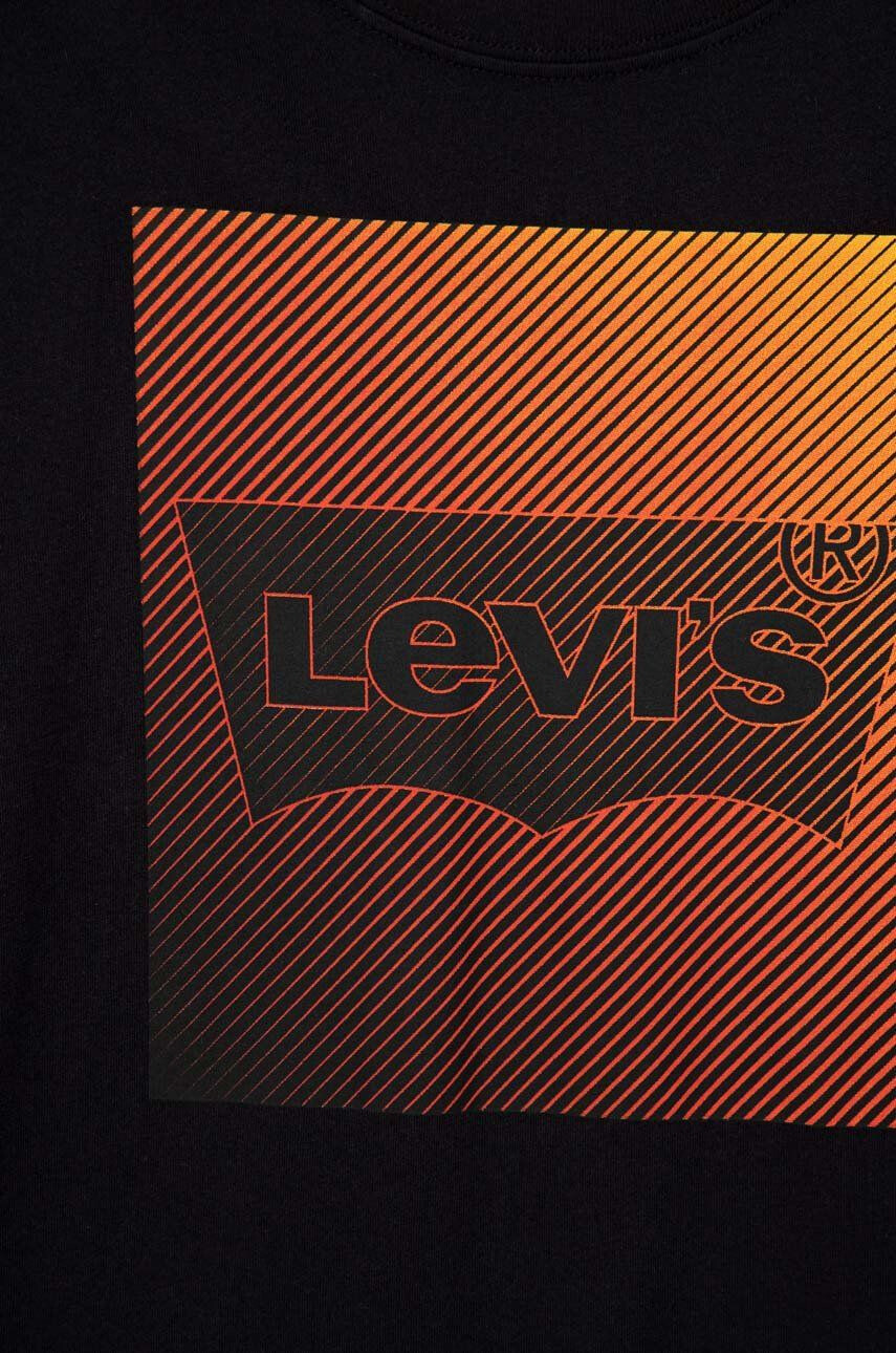 Levi's Otroška bombažna majica z dolgimi rokavi črna barva - Pepit.si