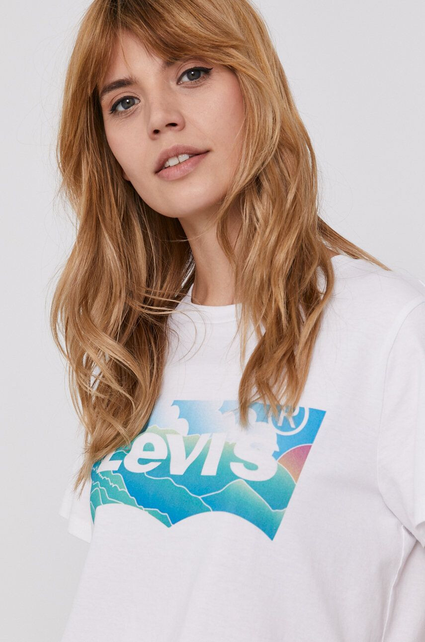 Levi's T-shirt ženski bela barva - Pepit.si