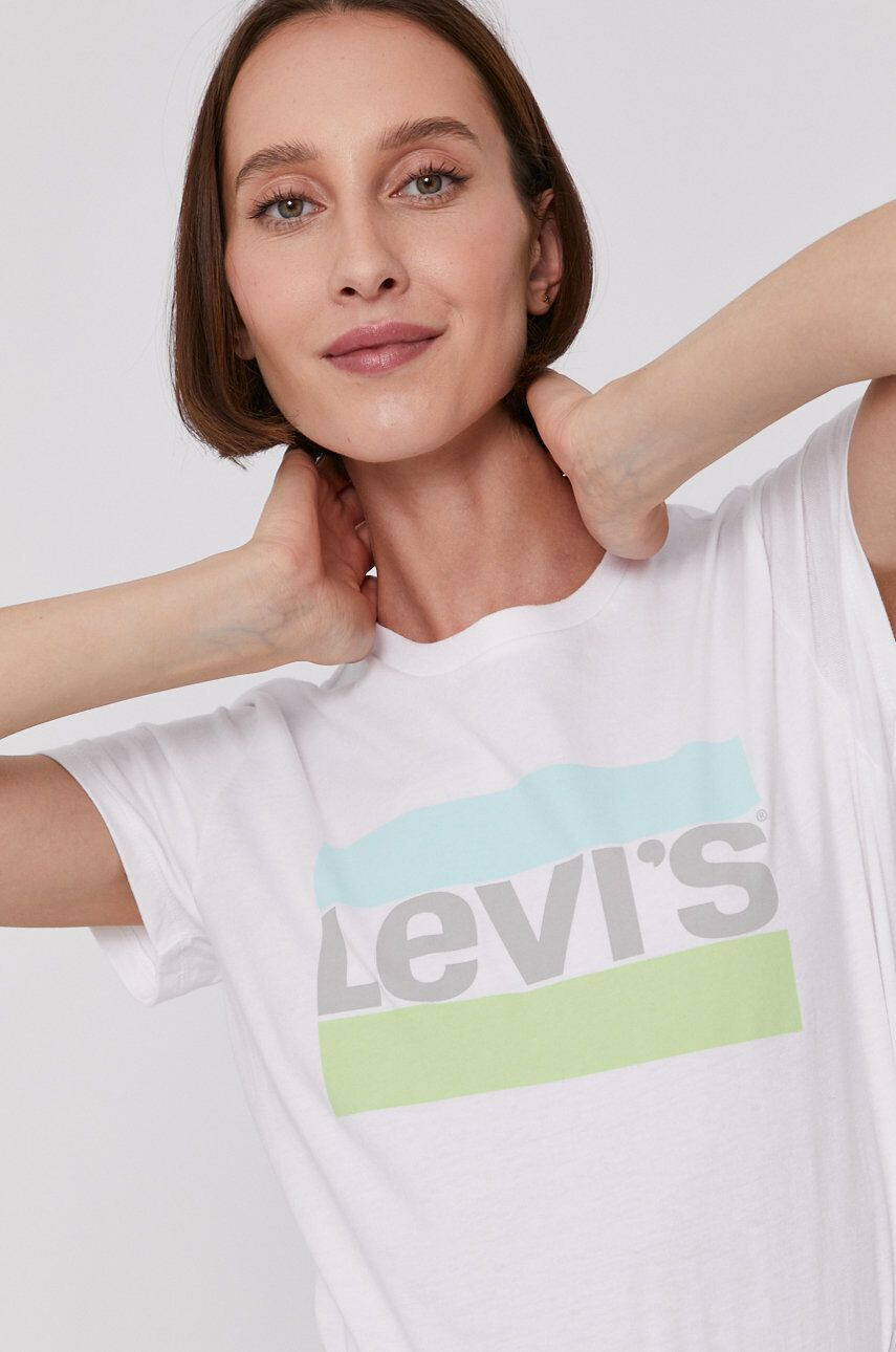 Levi's T-shirt ženski bela barva - Pepit.si