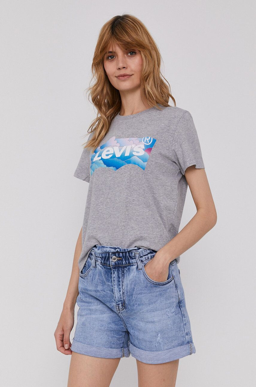 Levi's T-shirt ženski siva barva - Pepit.si