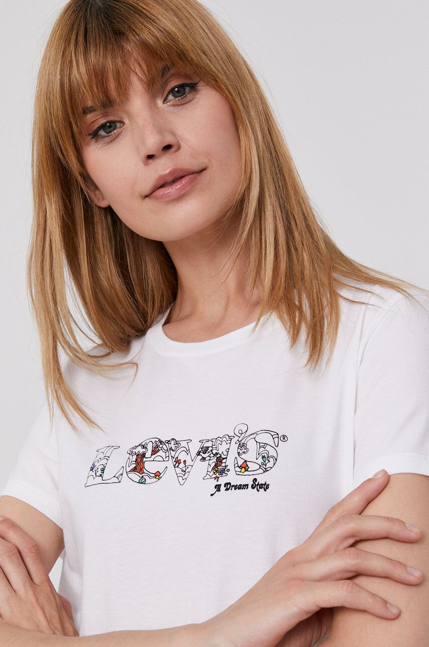 Levi's T-shirt ženski bela barva - Pepit.si