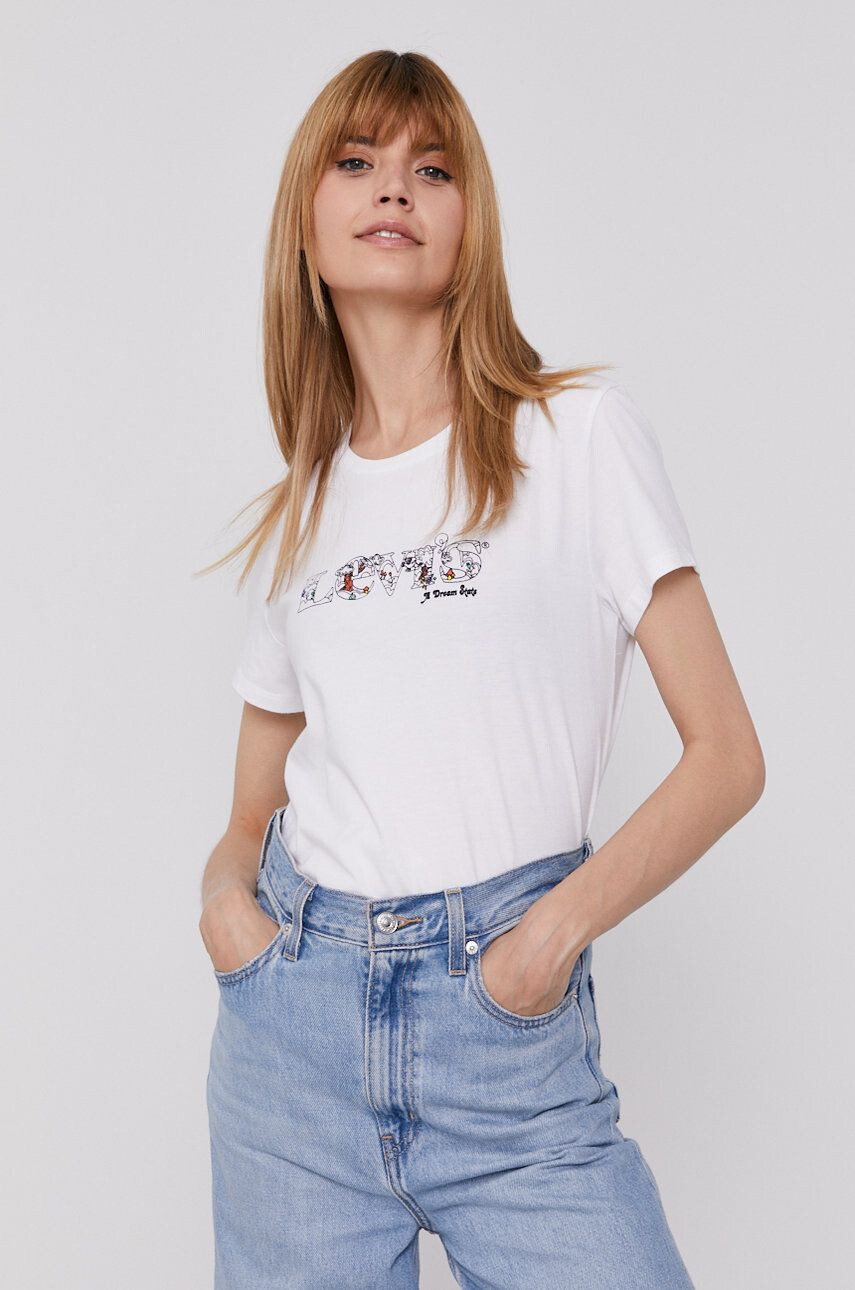 Levi's T-shirt ženski bela barva - Pepit.si