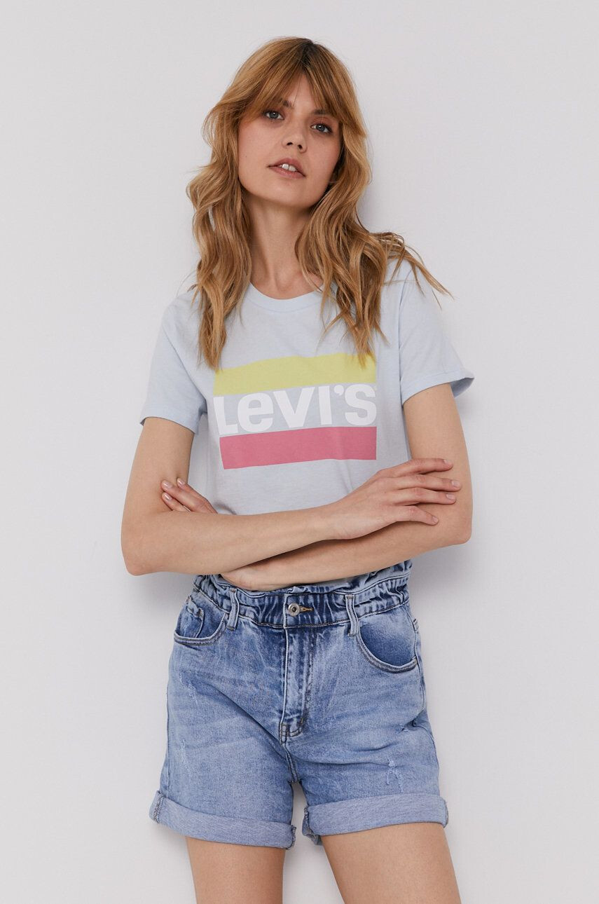 Levi's T-shirt ženski modra barva - Pepit.si