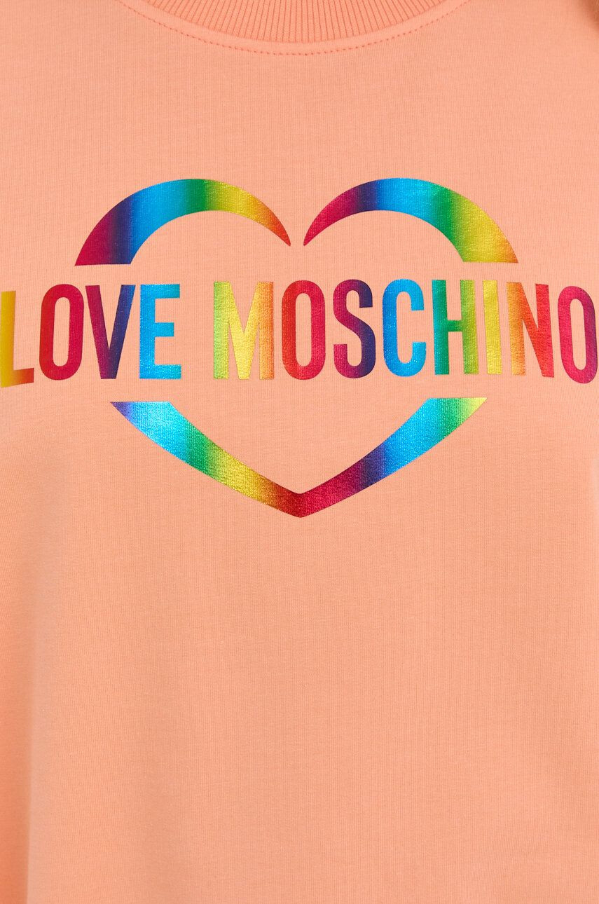 Love Moschino Bluza ženski oranžna barva - Pepit.si