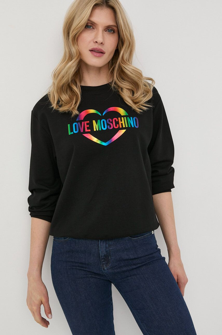 Love Moschino Bluza ženski črna barva - Pepit.si