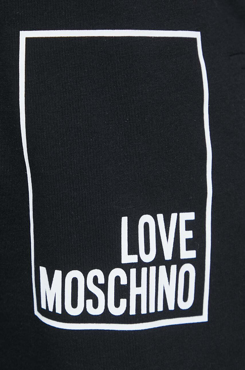 Love Moschino Bombažen pulover ženska črna barva s kapuco - Pepit.si