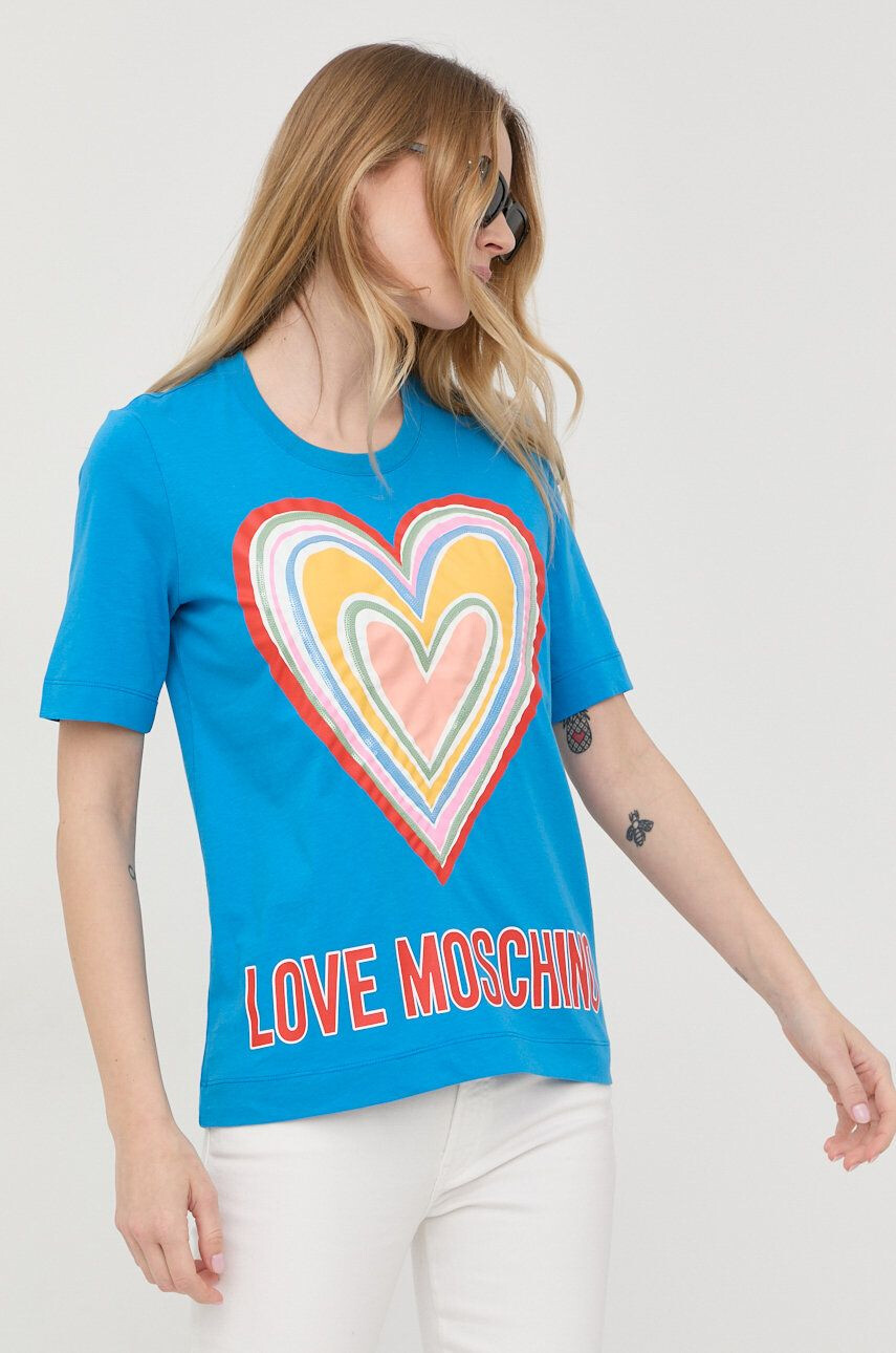 Love Moschino Bombažna kratka majica - Pepit.si