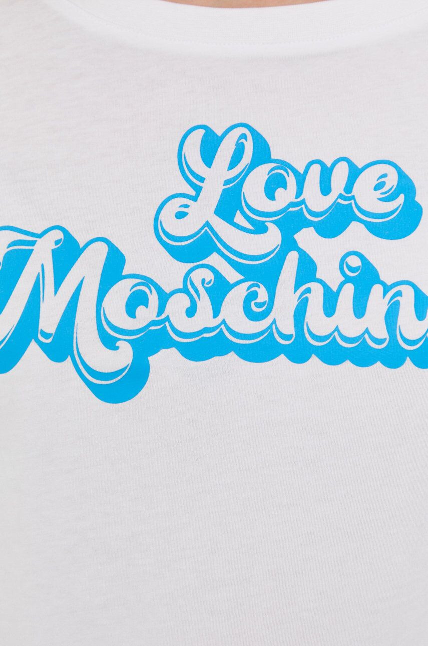 Love Moschino Bombažna kratka majica bela barva - Pepit.si