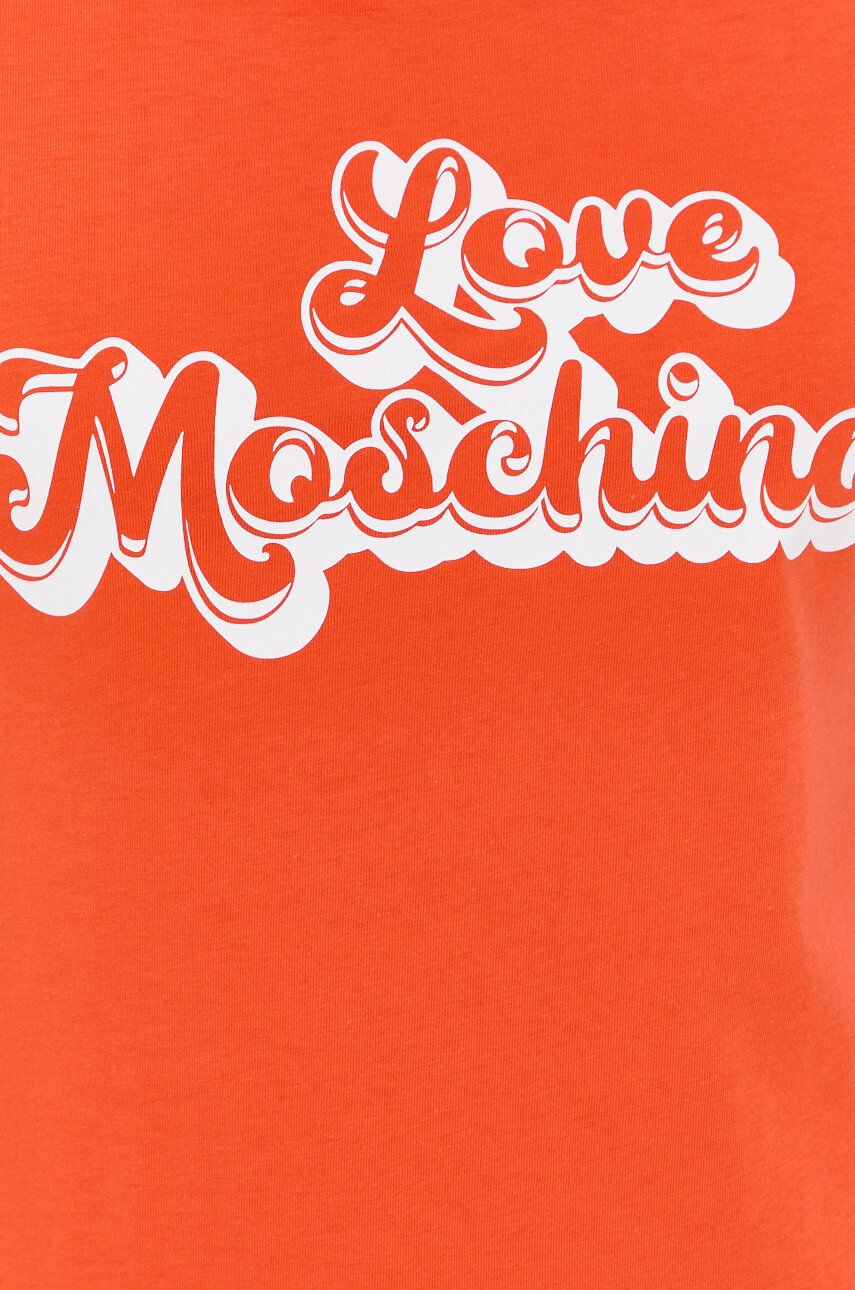 Love Moschino Bombažna kratka majica oranžna barva - Pepit.si