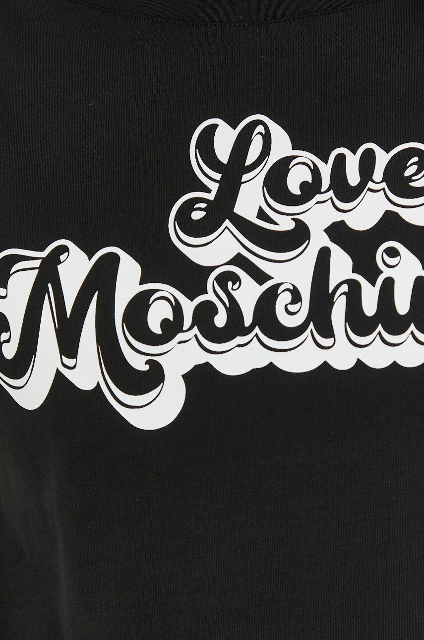 Love Moschino Bombažna kratka majica črna barva - Pepit.si