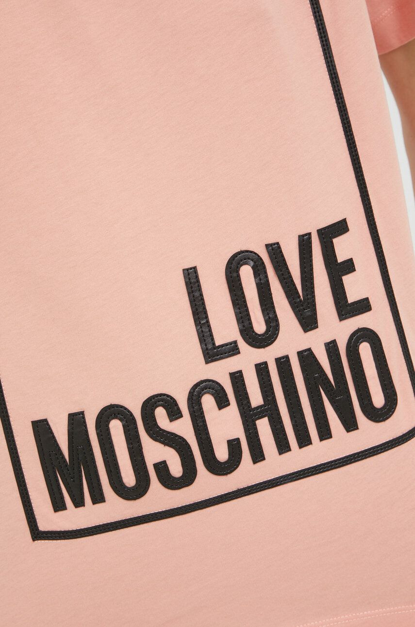 Love Moschino Bombažna kratka majica roza barva - Pepit.si