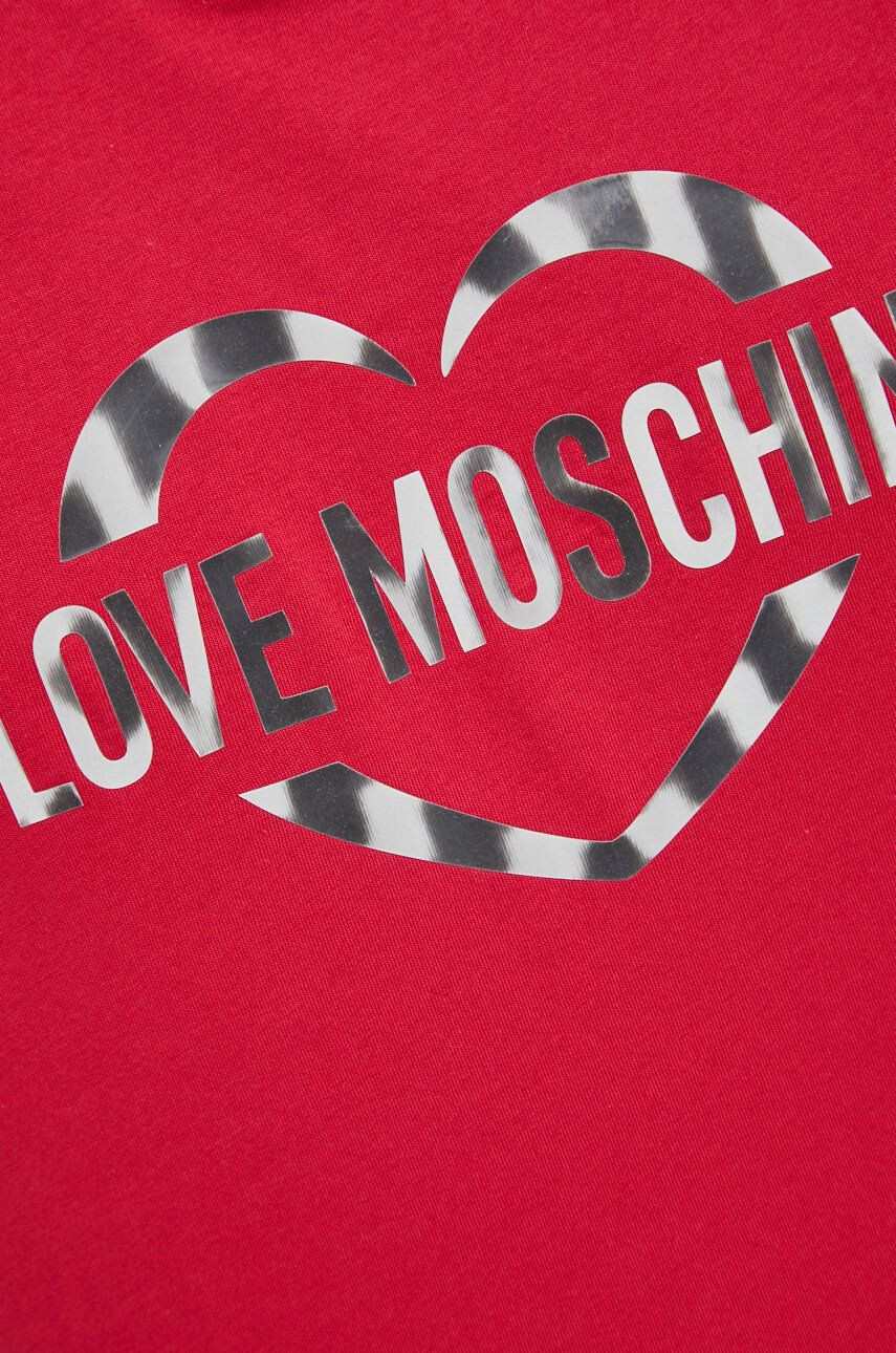 Love Moschino Bombažna kratka majica rdeča barva - Pepit.si