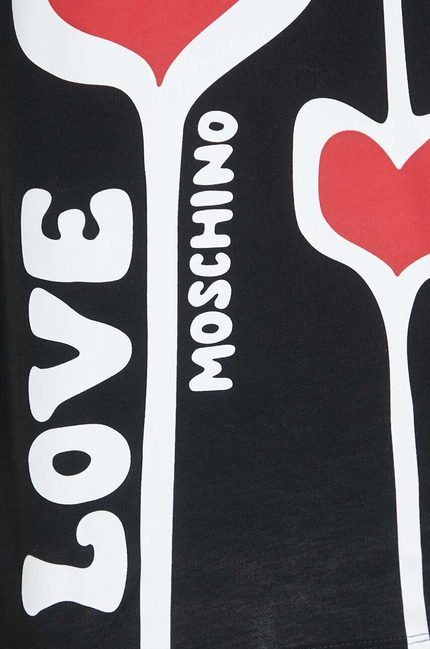 Love Moschino Bombažna kratka majica črna barva - Pepit.si