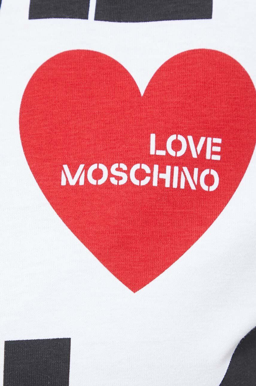 Love Moschino Bombažna kratka majica bela barva - Pepit.si