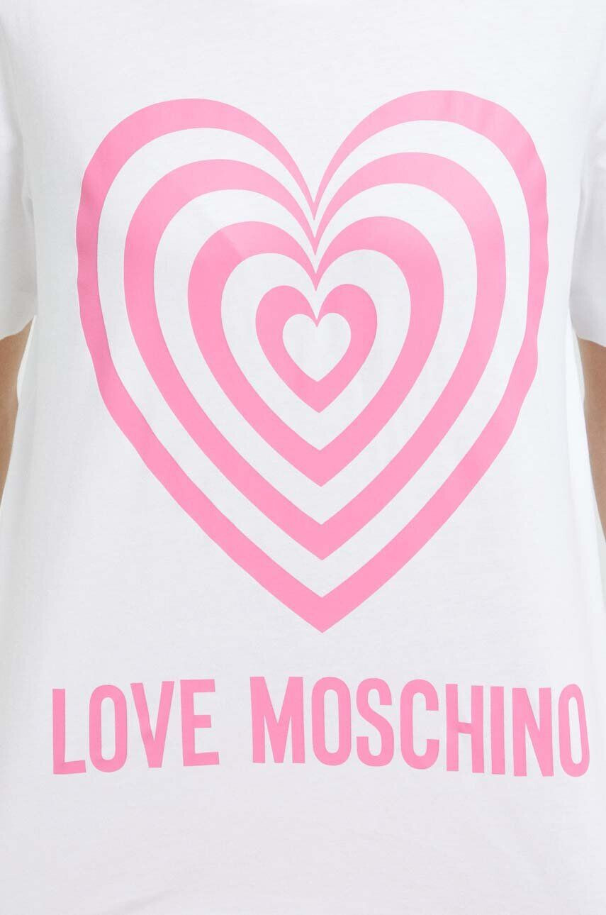 Love Moschino Bombažna kratka majica bela barva - Pepit.si