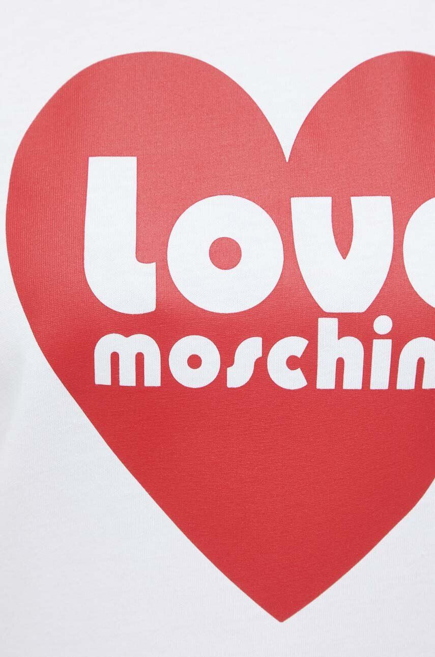 Love Moschino Bombažna kratka majica bela barva - Pepit.si