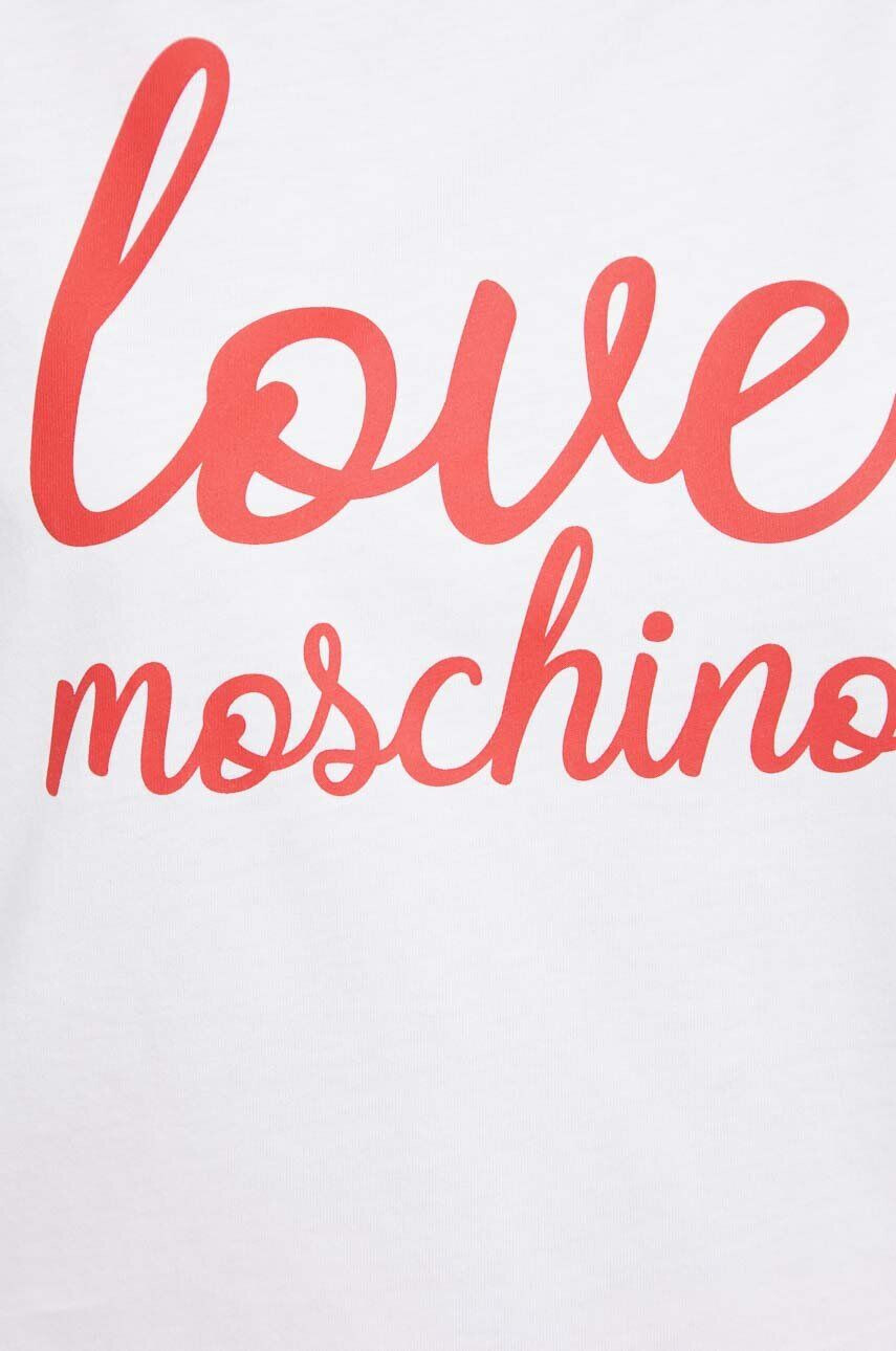 Love Moschino Bombažna kratka majica bela barva - Pepit.si