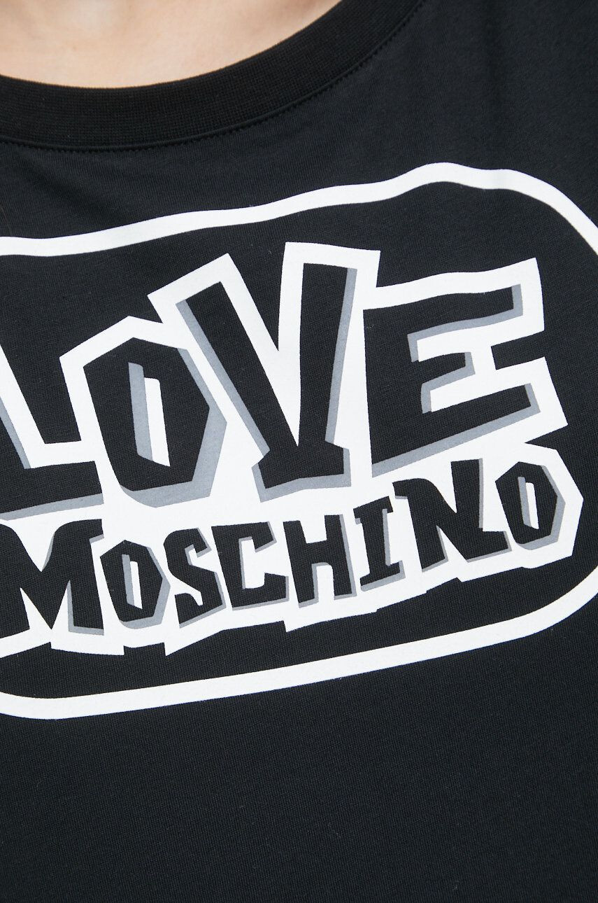 Love Moschino Bombažna kratka majica črna barva - Pepit.si