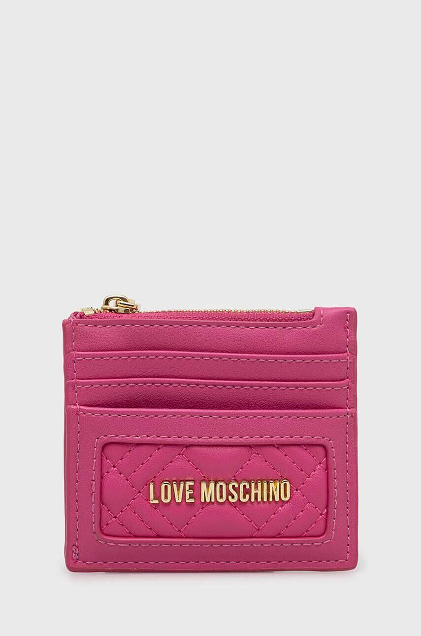 Love Moschino Etui za kartice roza barva - Pepit.si