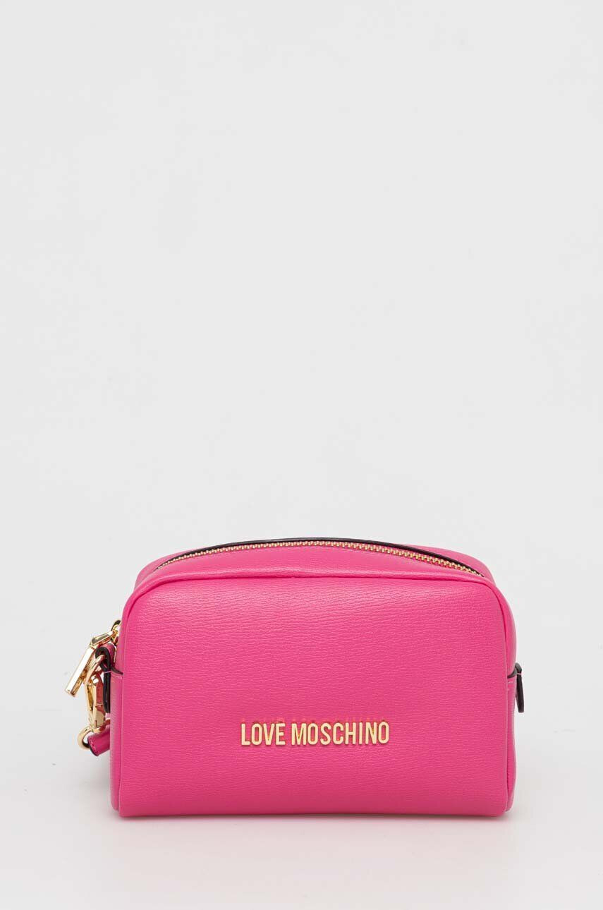 Love Moschino Kozmetična torbica roza barva - Pepit.si