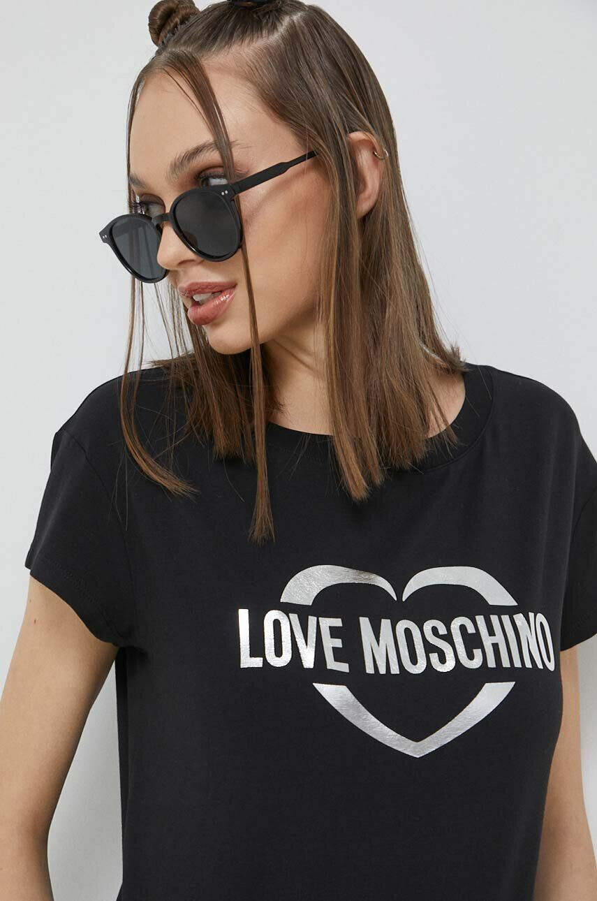 Love Moschino Kratka majica ženski črna barva - Pepit.si