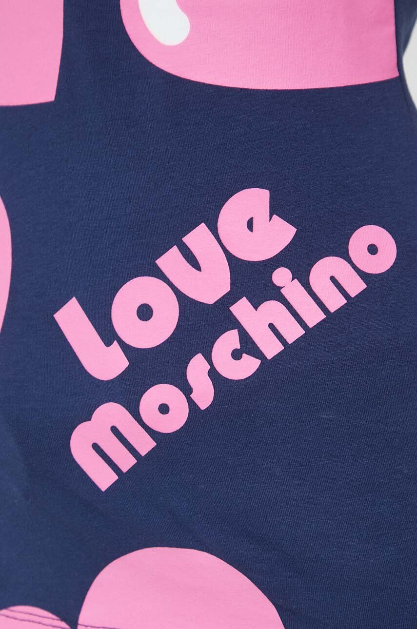 Love Moschino Kratka majica ženski mornarsko modra barva - Pepit.si