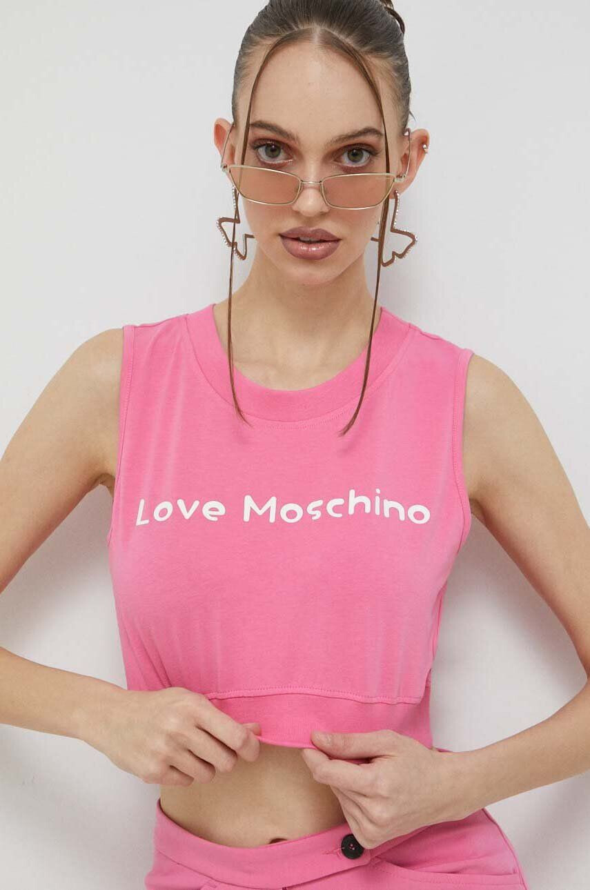 Love Moschino Top ženski roza barva - Pepit.si