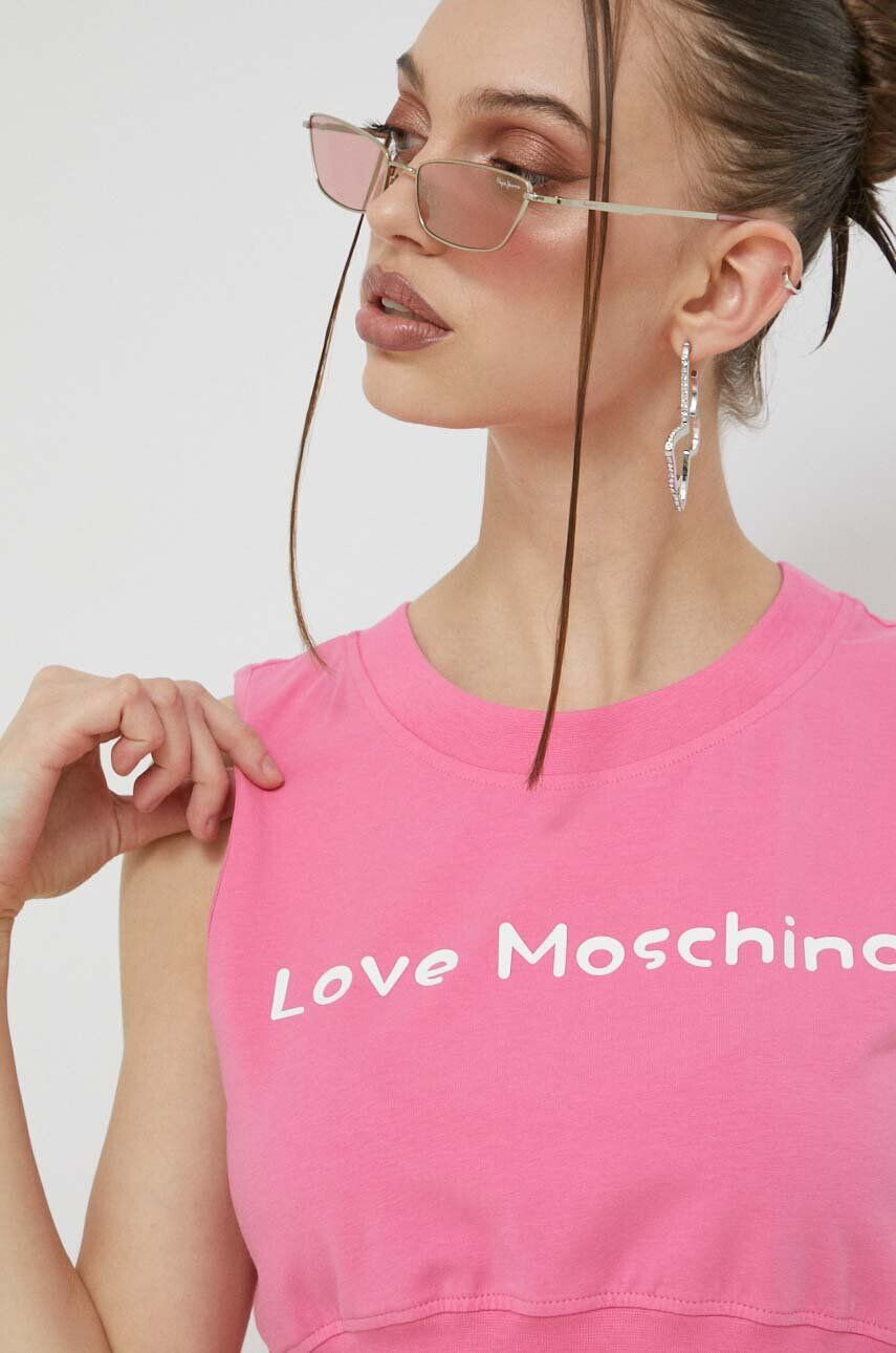 Love Moschino Top ženski roza barva - Pepit.si