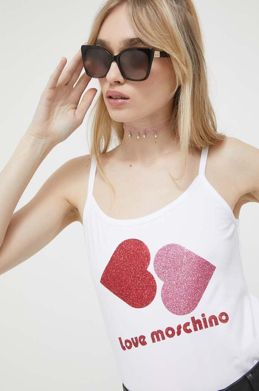 Love Moschino Top ženski bela barva - Pepit.si