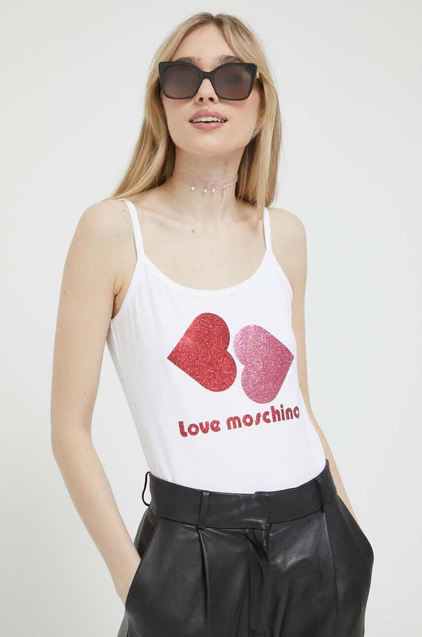 Love Moschino Top ženski bela barva - Pepit.si