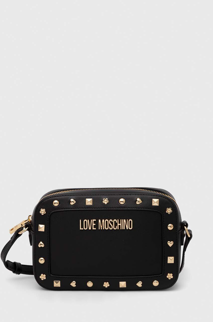 Love Moschino Usnjena torbica črna barva - Pepit.si