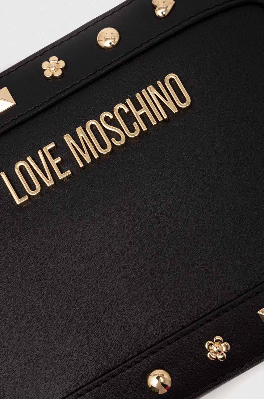 Love Moschino Usnjena torbica črna barva - Pepit.si