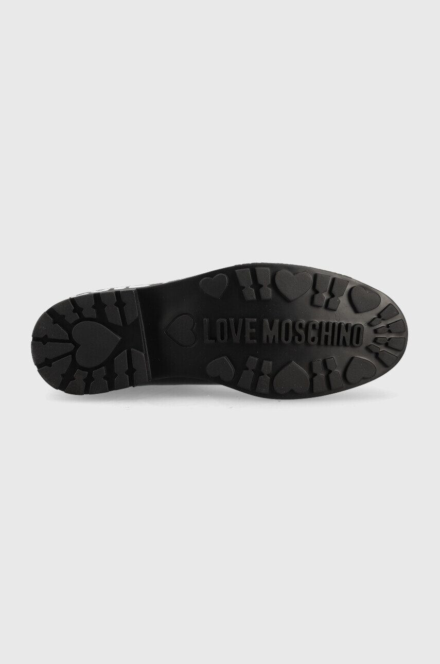 Love Moschino Usnjeni chelsea ženski črna barva - Pepit.si