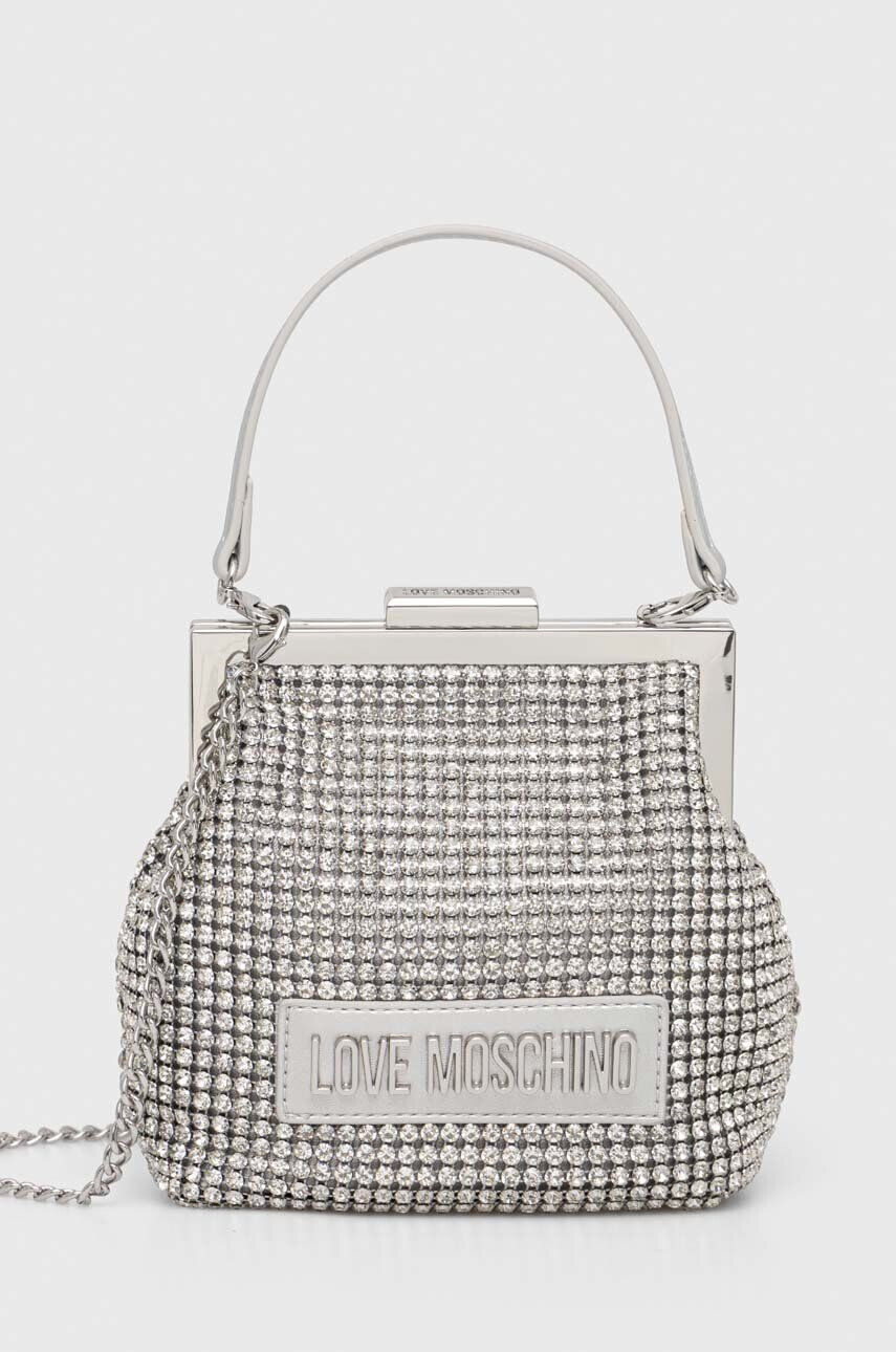 Love Moschino Večerna torbica srebrna barva - Pepit.si