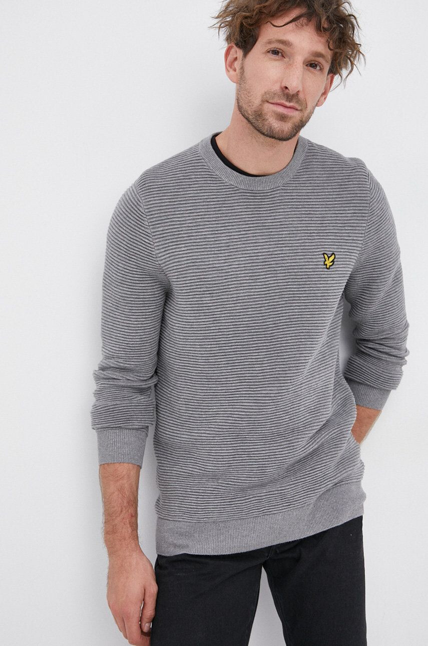 Lyle & Scott Bombažen pulover moški siva barva - Pepit.si