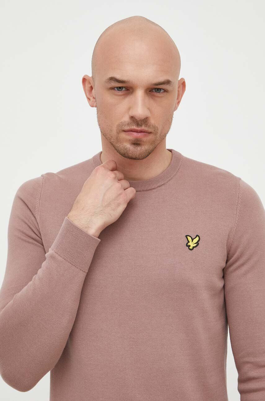 Lyle & Scott Bombažen pulover roza barva - Pepit.si