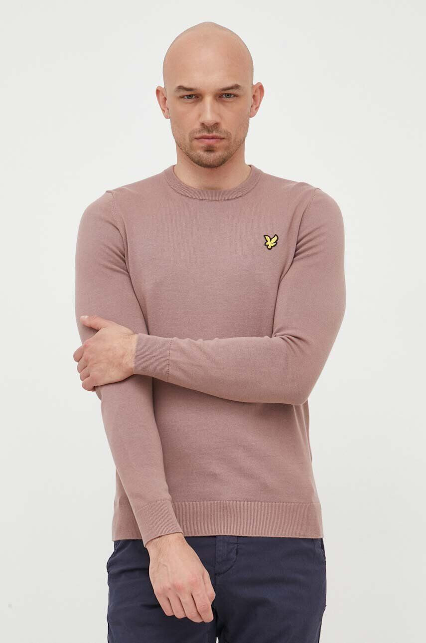 Lyle & Scott Bombažen pulover roza barva - Pepit.si