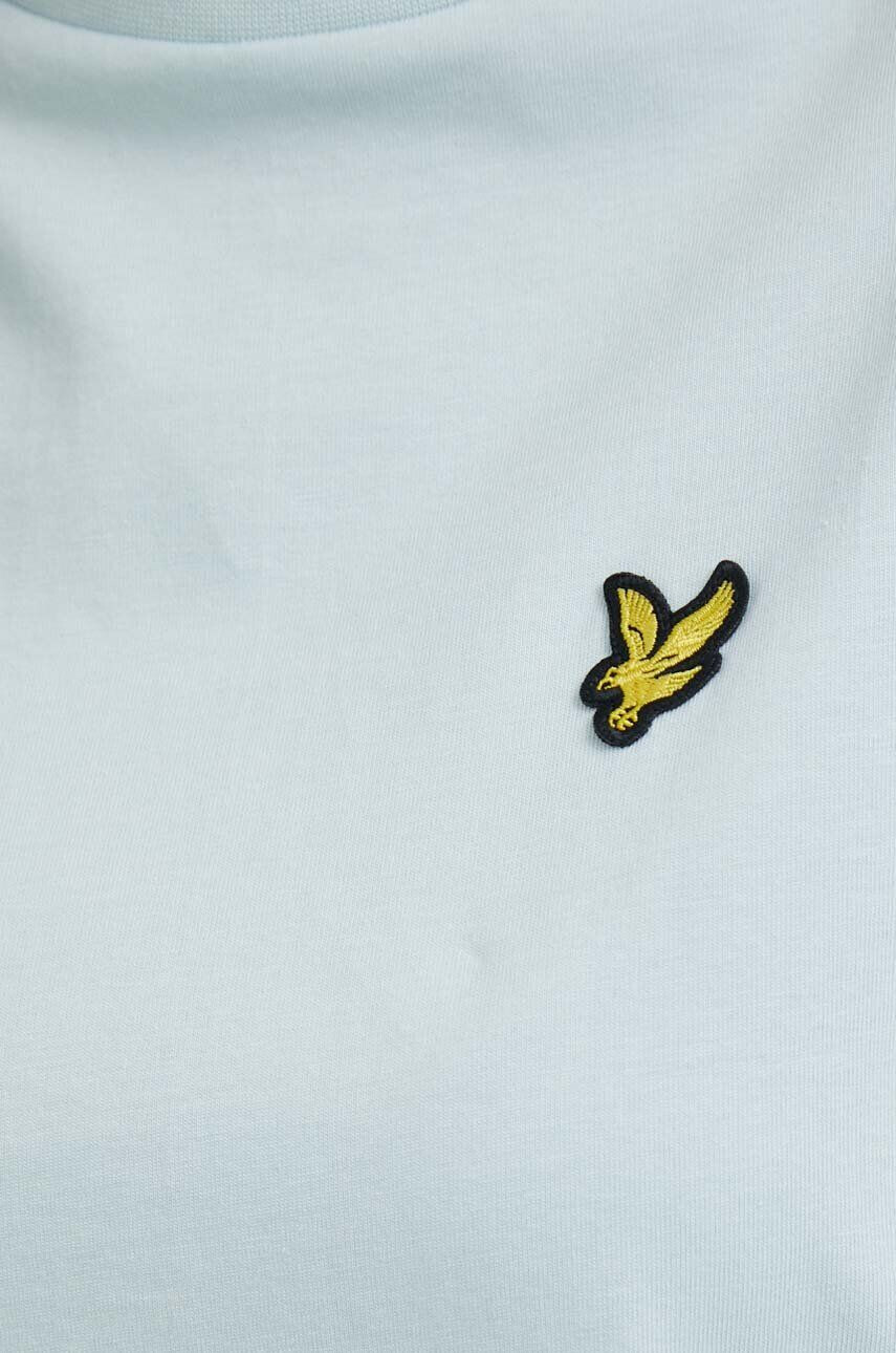 Lyle & Scott Bombažna kratka majica turkizna barva - Pepit.si