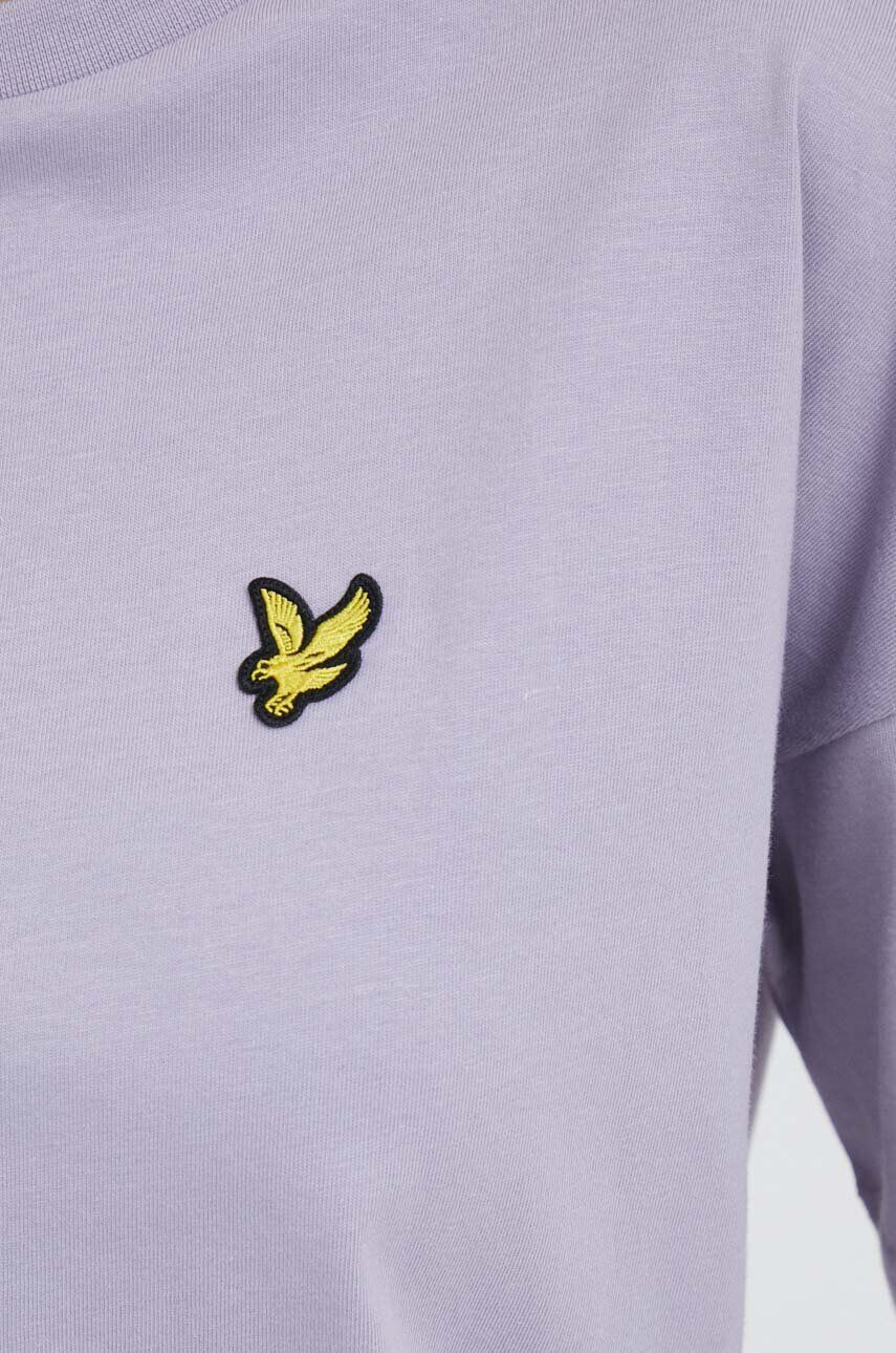 Lyle & Scott Bombažna kratka majica vijolična barva - Pepit.si