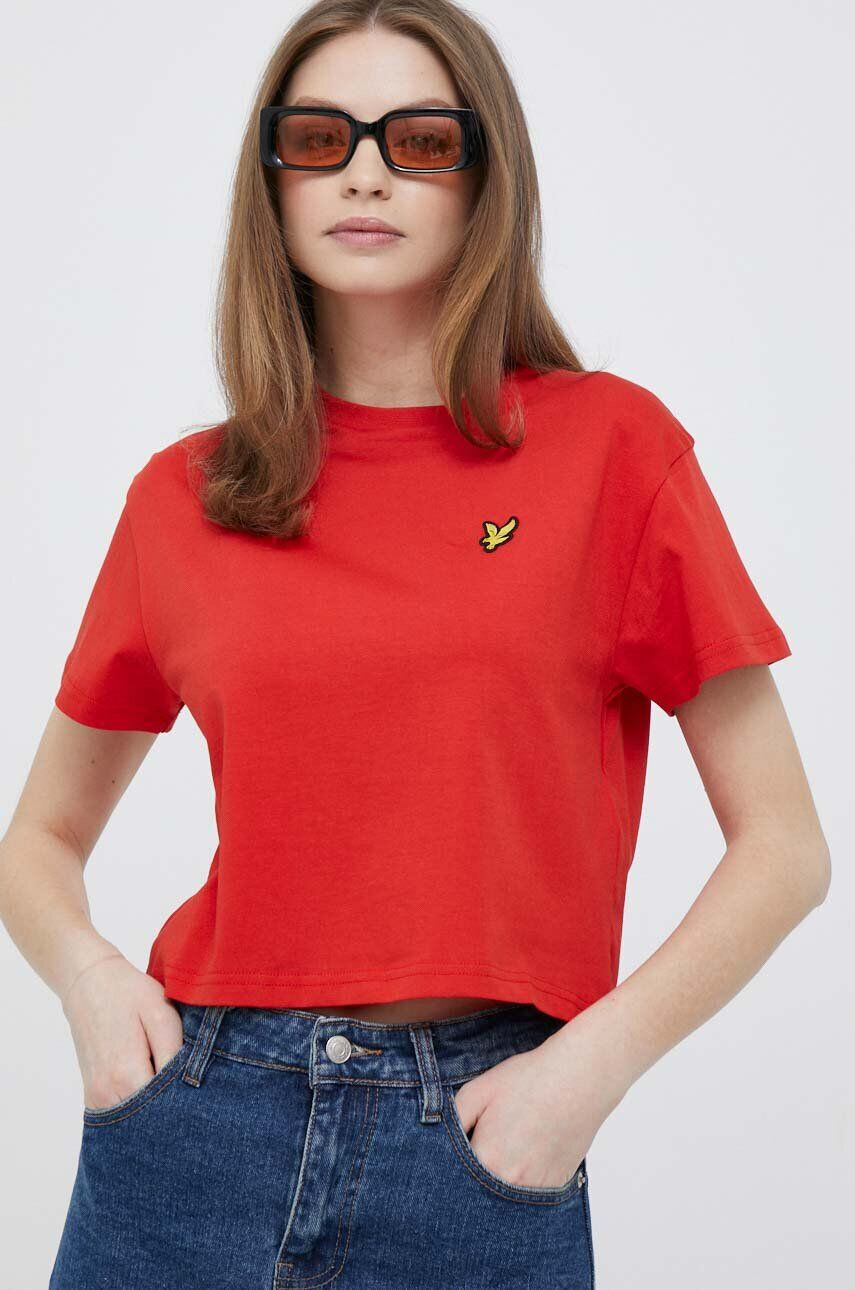 Lyle & Scott Bombažna kratka majica rdeča barva - Pepit.si