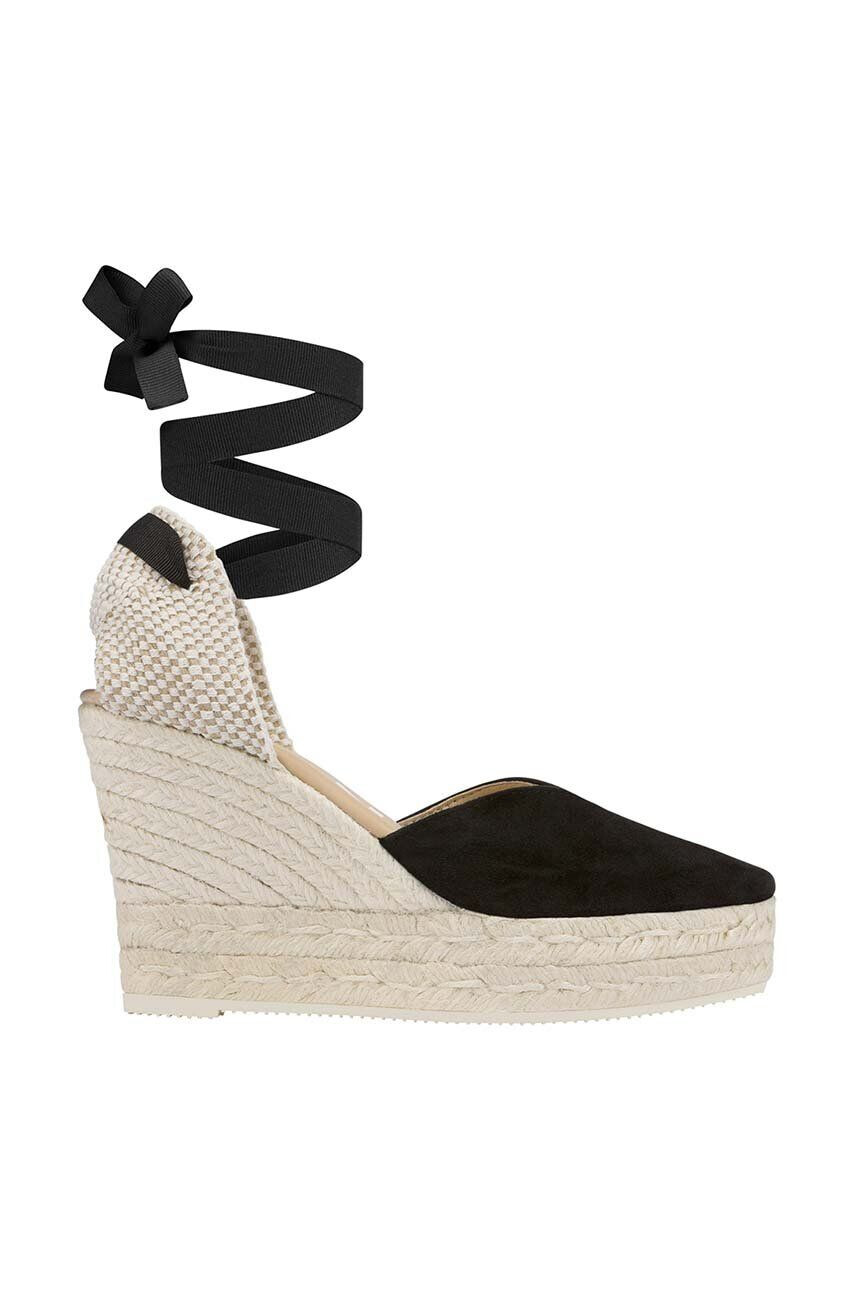 Manebi Espadrile Heart-Shaped Wedge Espadrilles črna barva K 1.0 WH - Pepit.si