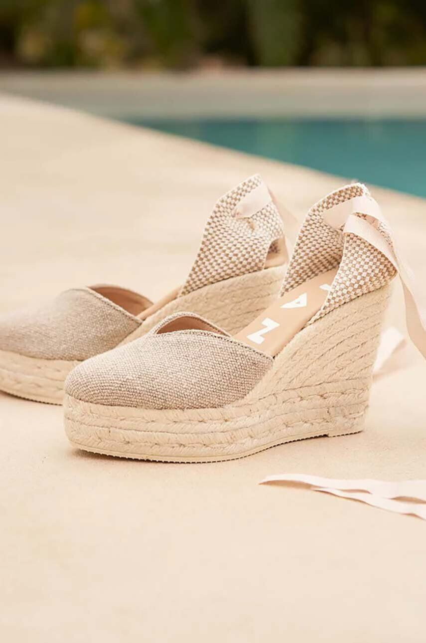 Manebi Espadrile Heart-Shaped Wedge Espadrilles bež barva O 7.1 WH - Pepit.si