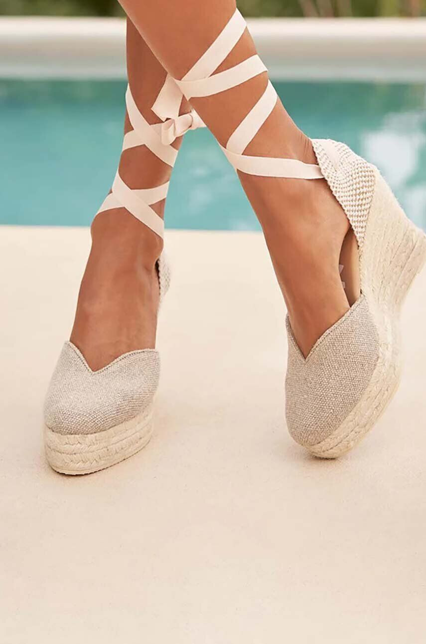 Manebi Espadrile Heart-Shaped Wedge Espadrilles bež barva O 7.1 WH - Pepit.si