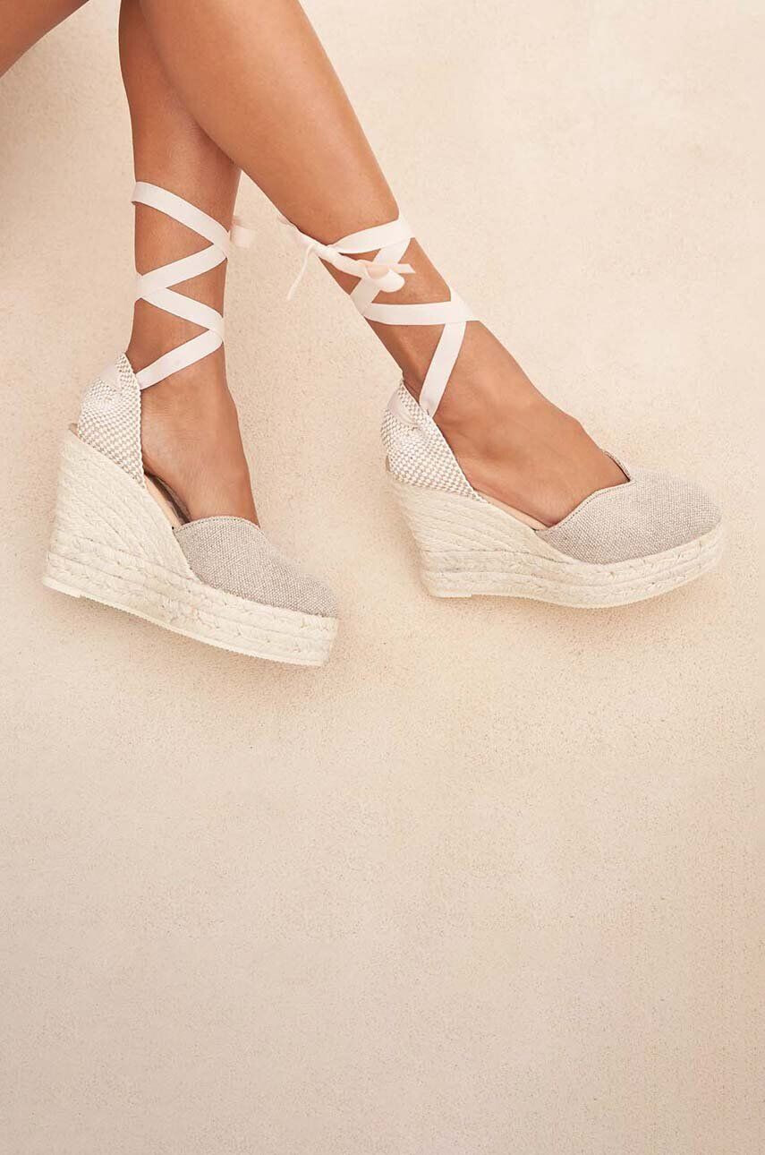 Manebi Espadrile Heart-Shaped Wedge Espadrilles bež barva O 7.1 WH - Pepit.si