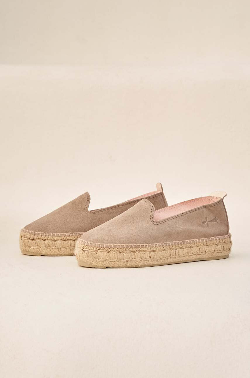 Manebi Espadrile iz semiša Double Sole Espadrilles rjava barva W 1.9 D0 - Pepit.si