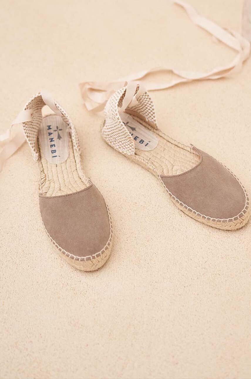 Manebi Espadrile iz semiša Flat Valenciana Espadrilles rjava barva K 1.9 P0 - Pepit.si