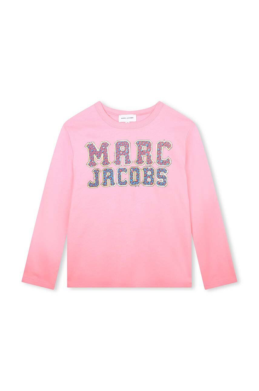 Marc Jacobs Otroška bombažna majica z dolgimi rokavi roza barva - Pepit.si