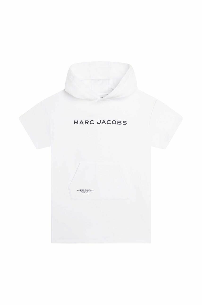 Marc Jacobs Otroška bombažna obleka bela barva - Pepit.si